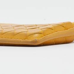 Pre Owned Bottega Veneta Mustard Intrecciato Leather Card Holder