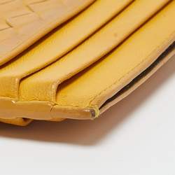 Pre Owned Bottega Veneta Mustard Intrecciato Leather Card Holder