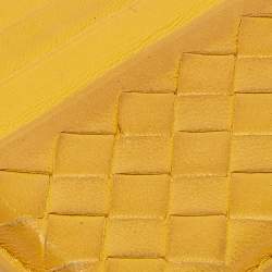 Pre Owned Bottega Veneta Mustard Intrecciato Leather Card Holder