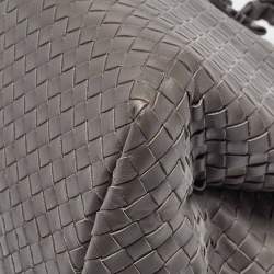 Pre Owned Bottega Veneta Grey Intrecciato Leather Medium Roma Tote