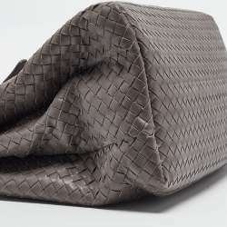 Pre Owned Bottega Veneta Grey Intrecciato Leather Medium Roma Tote