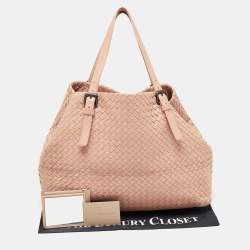 Pre Owned Bottega Veneta Salmon Intrecciato Leather Large Cesta Tote