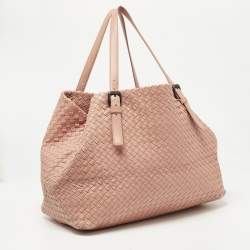 Pre Owned Bottega Veneta Salmon Intrecciato Leather Large Cesta Tote