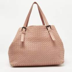 Pre Owned Bottega Veneta Salmon Intrecciato Leather Large Cesta Tote