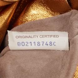 Pre Owned Bottega Veneta Gold Intrecciato Leather Frame Wristlet Clutch