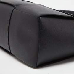 Pre Owned Bottega Veneta Black Intrecciato Leather Medium Arco Tote