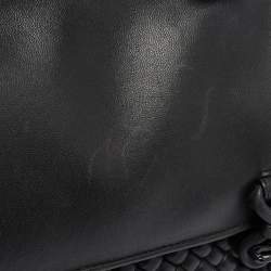 Pre Owned Bottega Veneta Black Intrecciato Leather Frame Expandable Bag