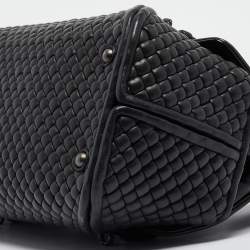 Pre Owned Bottega Veneta Black Intrecciato Leather Frame Expandable Bag