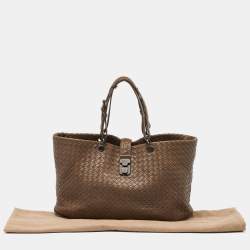 Pre Owned Bottega Veneta Brown Intrecciato Leather Capri Tote