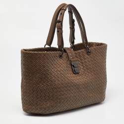 Pre Owned Bottega Veneta Brown Intrecciato Leather Capri Tote