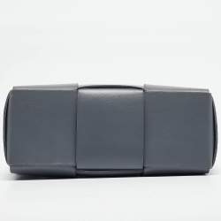 Pre Owned Bottega Veneta Ash Blue Intrecciato Leather Medium Arco Tote