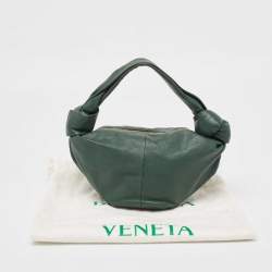 Pre Owned Bottega Veneta Dark Green Leather Double Knot Bag