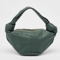 Pre Owned Bottega Veneta Dark Green Leather Double Knot Bag