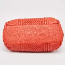 Pre Owned Bottega Veneta Red Intrecciato Leather Large Roma Stitch Tote