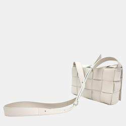 Bottega Veneta White Leather Cassette Shoulder Bag