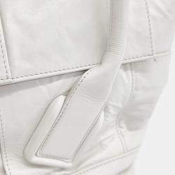Pre Owned Bottega Veneta White Leather Medium Acro Tote Bag