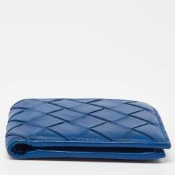 Bottega Veneta Blue Intrecciato Leather Bifold Wallet