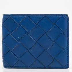 Bottega Veneta Blue Intrecciato Leather Bifold Wallet