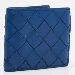 Bottega Veneta Blue Intrecciato Leather Bifold Wallet