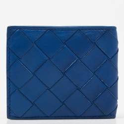 Bottega Veneta Blue Intrecciato Leather Bifold Wallet