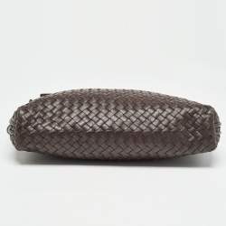 Pre Owned Bottega Veneta Choco Brown Intrecciato Leather Large Nodini Crossbody Bag
