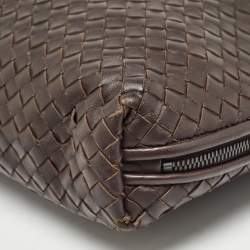 Pre Owned Bottega Veneta Choco Brown Intrecciato Leather Large Nodini Crossbody Bag