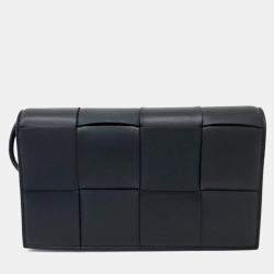 Pre Owned Bottega Veneta Black Leather Mesh Shoulder Bag