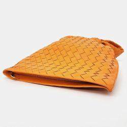 Bottega Veneta Orange Leather BV Twist Top Handle Bag