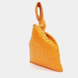 Bottega Veneta Orange Leather BV Twist Top Handle Bag