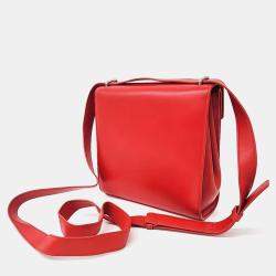 Pre Owned Bottega Veneta Red Leather Clip Shoulder Bag