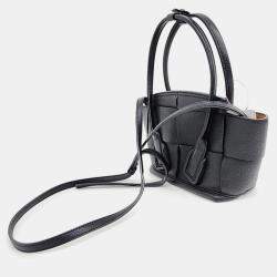 Bottega Veneta Black Leather Mini Arco Top Handle Bag