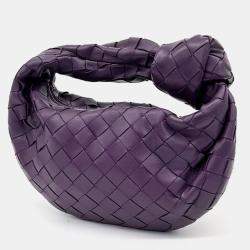 Bottega Veneta Purple Leather Mini BV Jodie Top Handle Bag