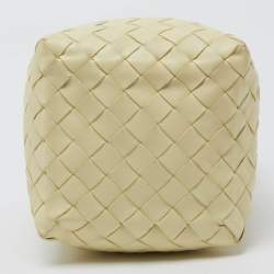 Pre Owned Bottega Veneta Light Yellow Intrecciato Leather Bucket Bag