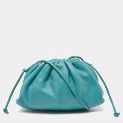 Bottega Veneta Blue Leather Mini The Pouch Bag