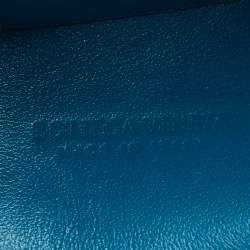 Pre Owned Bottega Veneta Blue Intreccio Leather Mini Cassette Bucket Bag
