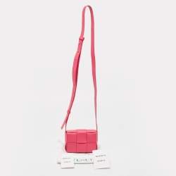 Bottega Veneta Fuchsia Intreccio Leather Mini Cassette Crossbody Bag