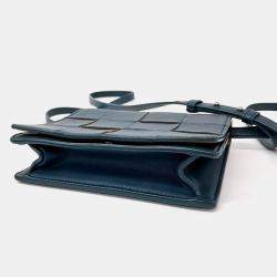 Pre Owned Bottega Veneta Teal Leather Mini Crossbody Bag