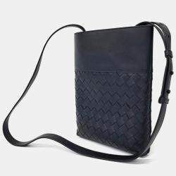 Bottega Veneta Black Leather Mesh Crossbody Bag