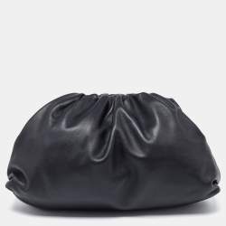 Pre Owned Bottega Veneta Black Leather The Pouch Clutch