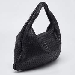 مملوكة مسبقًا Bottega Veneta Black Intrecciato Leather Large Veneta Hobo