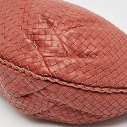 Pre Owned Bottega Veneta Red Intrecciato Leather Hobo