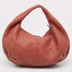 Pre Owned Bottega Veneta Red Intrecciato Leather Hobo