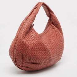 Pre Owned Bottega Veneta Red Intrecciato Leather Hobo