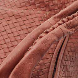 Pre Owned Bottega Veneta Red Intrecciato Leather Hobo