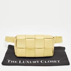 Pre Owned Bottega Veneta Yellow Intreccio Leather Cassette Belt Bag