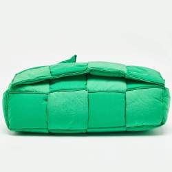 Bottega Veneta Green Intrecciato Fabric Padded Cassette Shoulder Bag