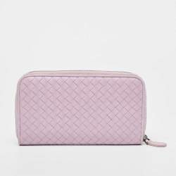 مملوكة مسبقًا Bottega Veneta Lilac Intrecciato Leather Zip Around Wallet