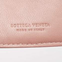 Pre Owned Bottega Veneta Dusty Pink Intrecciato Leather Trifold Wallet
