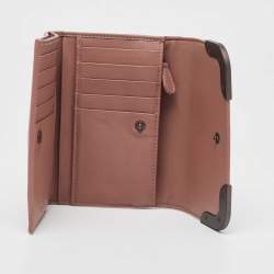 Pre Owned Bottega Veneta Dusty Pink Intrecciato Leather Trifold Wallet