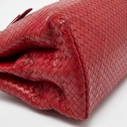 Pre Owned Bottega Veneta Red Intrecciato Leather Medium Roma Tote